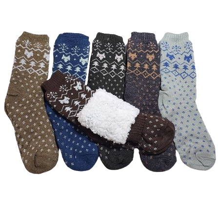 Assorted Adults Extra Thick Slipper Socks with Sherpa Fleece Inner 12 Pack (R33,00 Each)