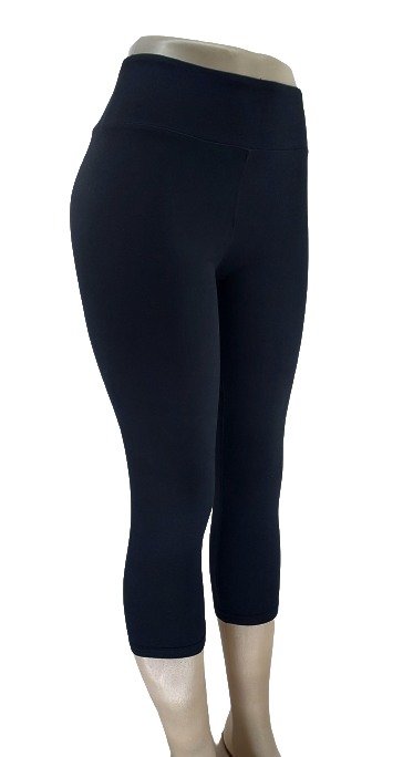 CUR-V Ladies Plain Black High Rise 3/4 Length Leggings (10 or more R59.99 Each) 1-243