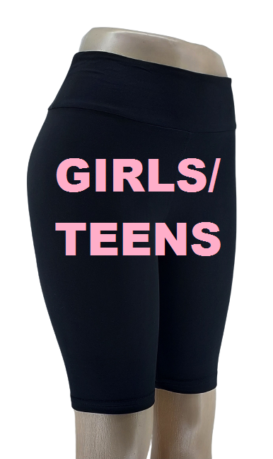 CUR-V GIRLS/ TEENS Plain Black High Rise Knee Length Leggings (10 or more R46.99 Each) 1-246